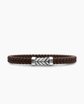 Chevron Bracelet in Brown Rubber with Sterling Silver, 6mm
